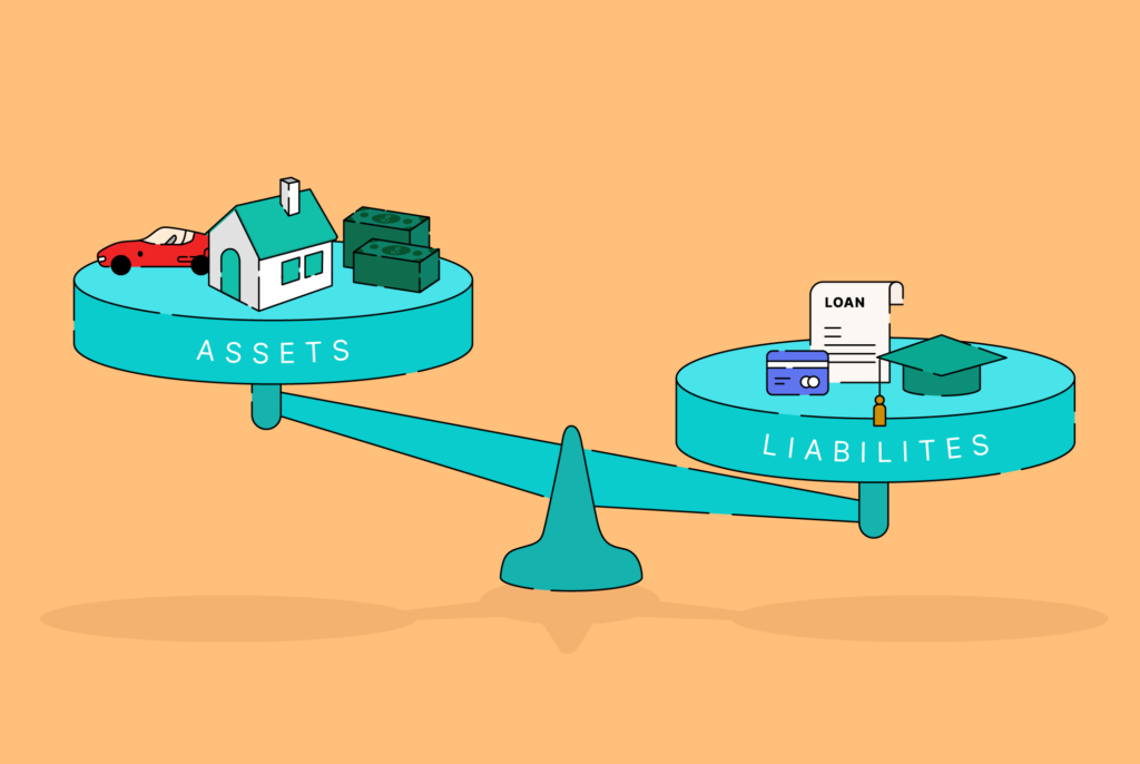 Net worth tracker showing assets and liabilities