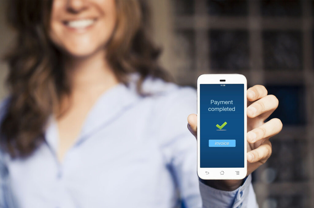 Payment link sent to a customer by text message